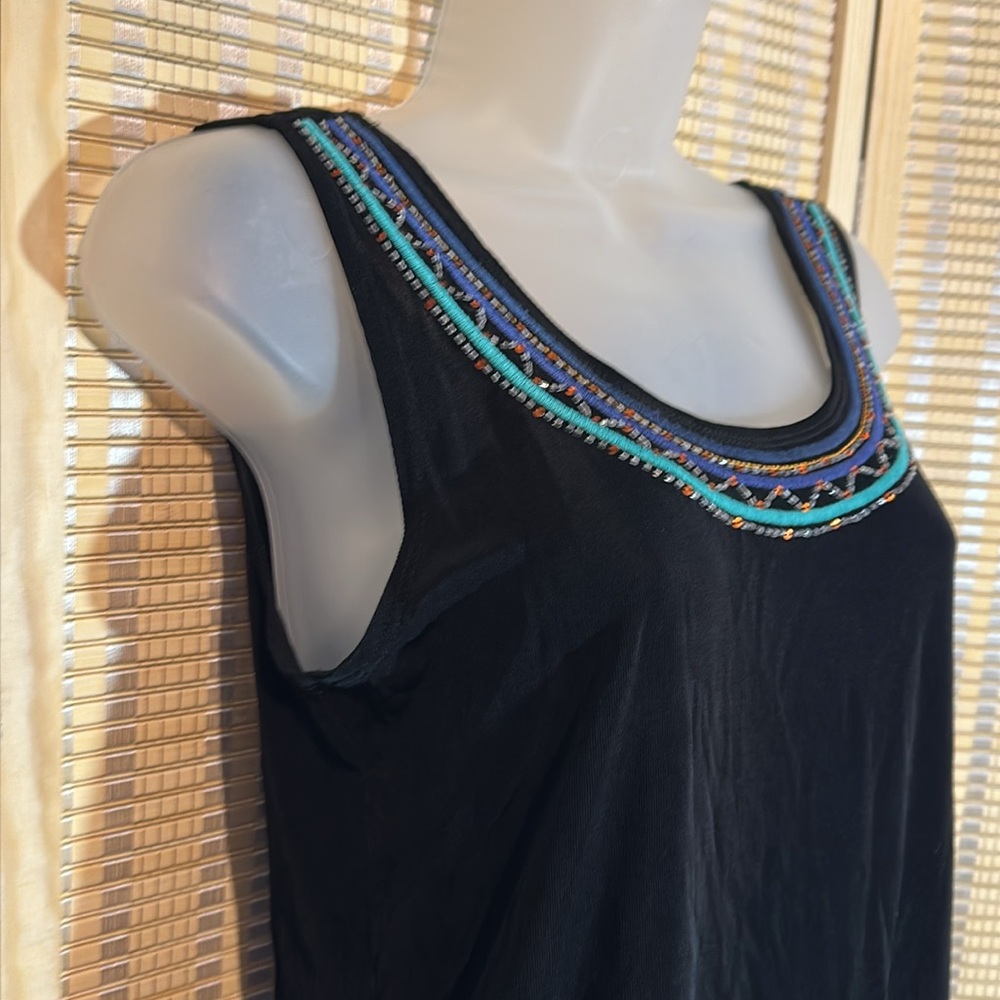 Chico's Travelers Two Piece Black Tank Top With Black Cardigan Sequins Small 1 - Picture 9 of 16